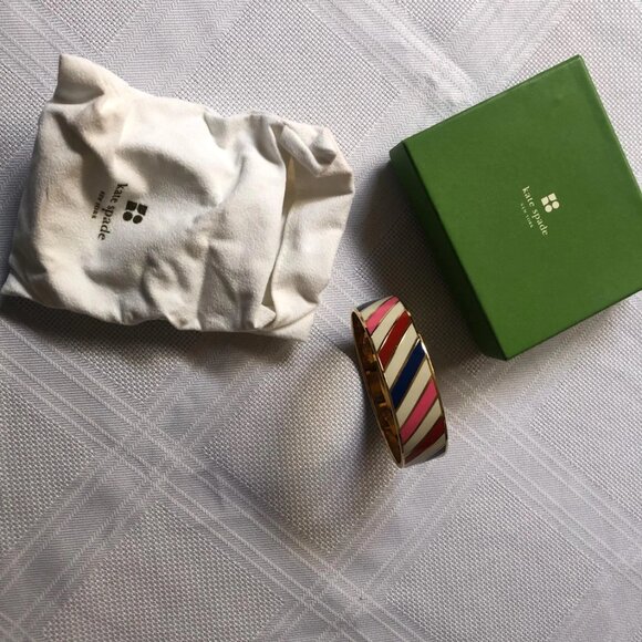 Never used Kate Spade colorful striped enamel and gold bangle bracelet - Picture 2 of 2